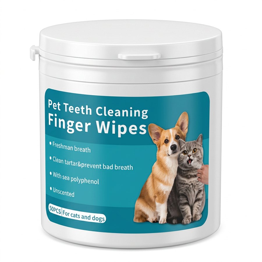Empaque de Pet Teeth Cleaning Finger Wipes, toallitas dentales para perros y gatos